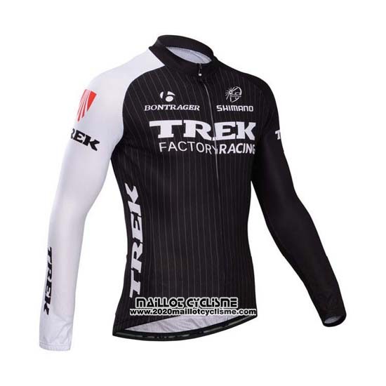 2014 Maillot Ciclismo Trek Factory Racing Noir et Blanc Manches Longues et Cuissard